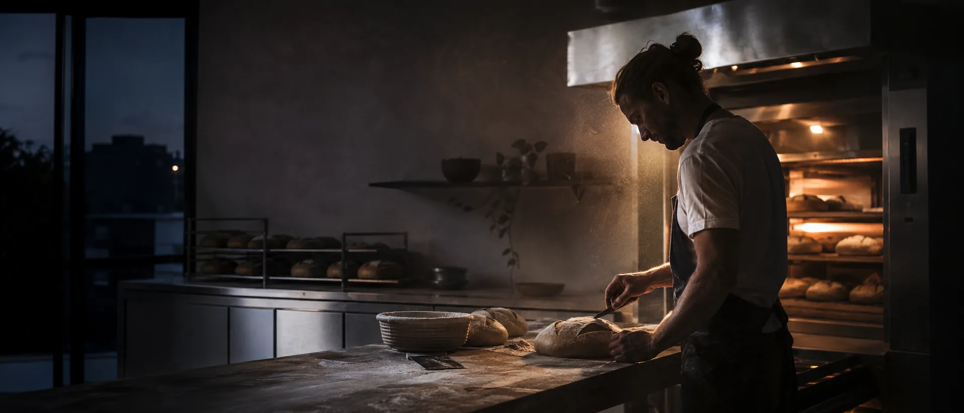 Bakker aan het werk voor zonsopkomst
