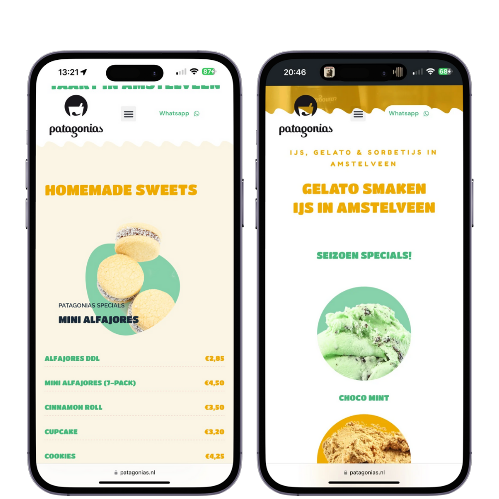 Patagonias website mobiel screenshots