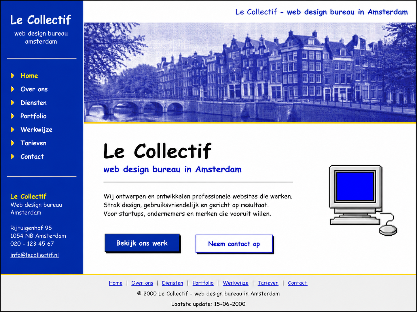 Le Collectif website als het in het jaar 2000 gemaakt zou zijn