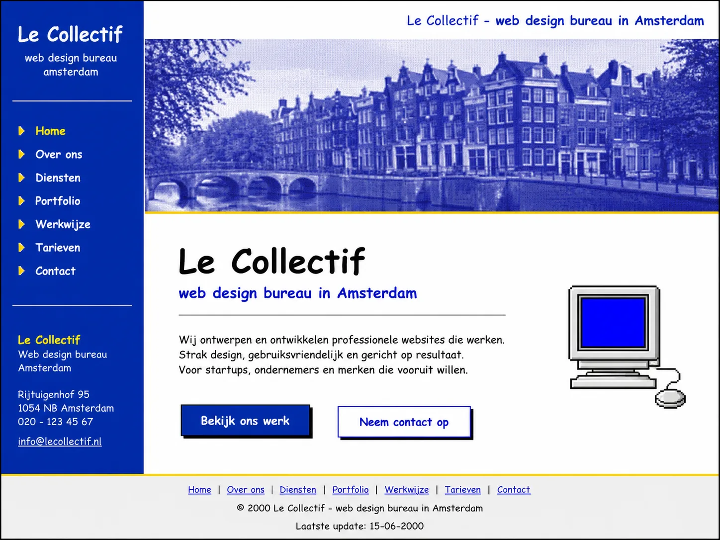 Le Collectif website als het in het jaar 2000 gemaakt zou zijn