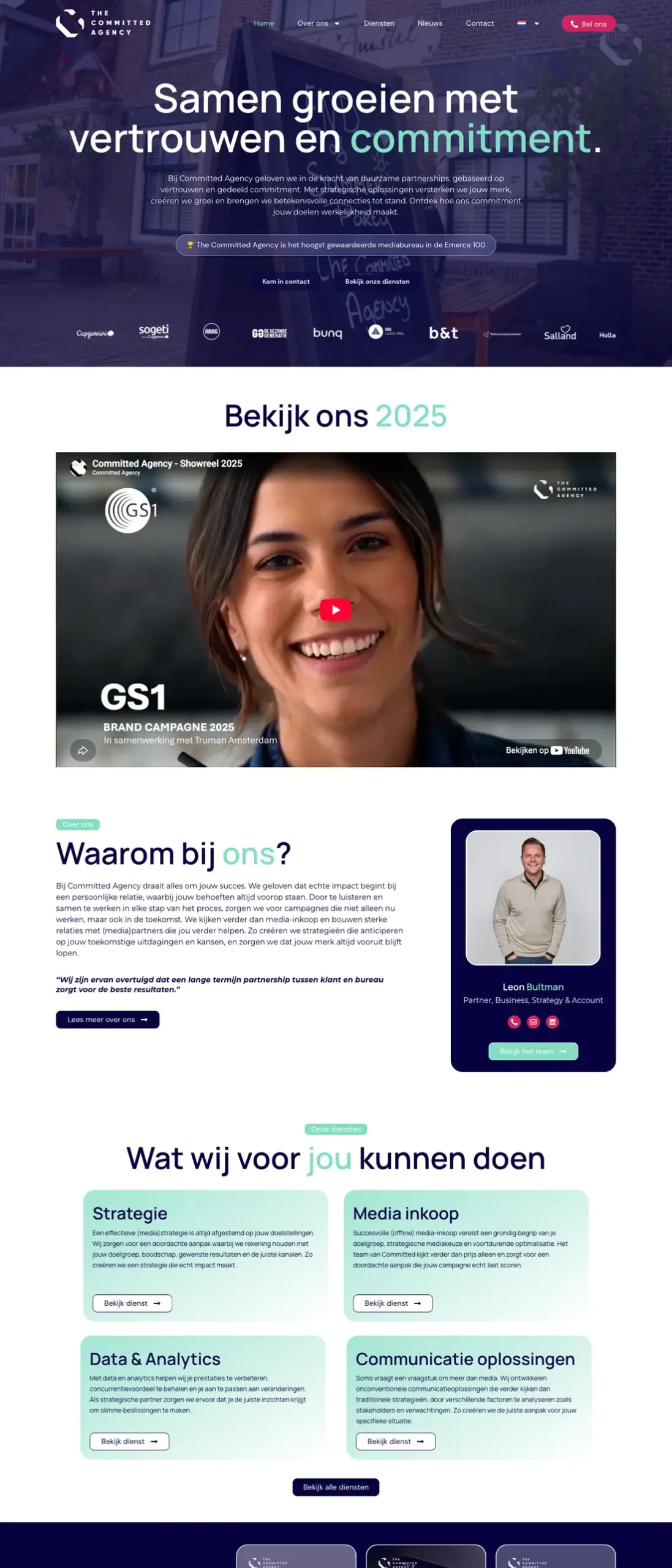 Website van The Committed Agency op desktop