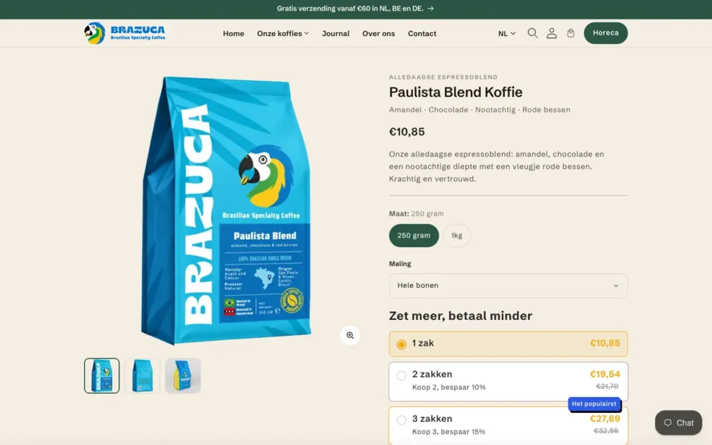 Productpagina van Brazuca Coffee