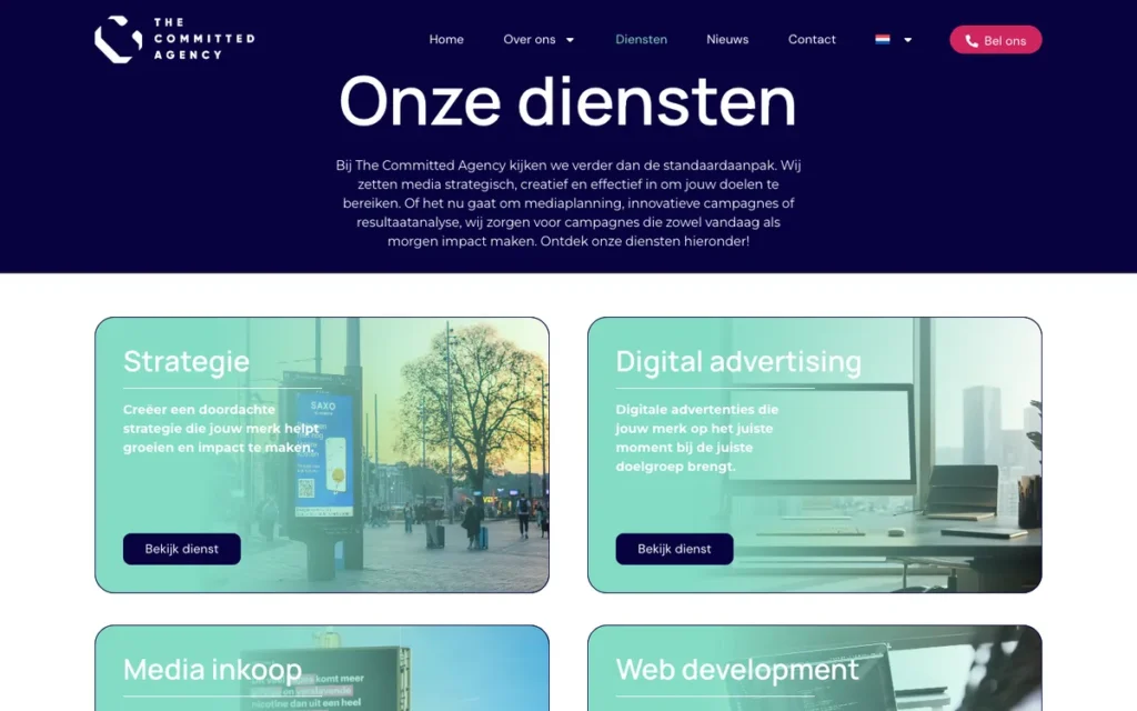 Dienstenpagina van Committed Agency