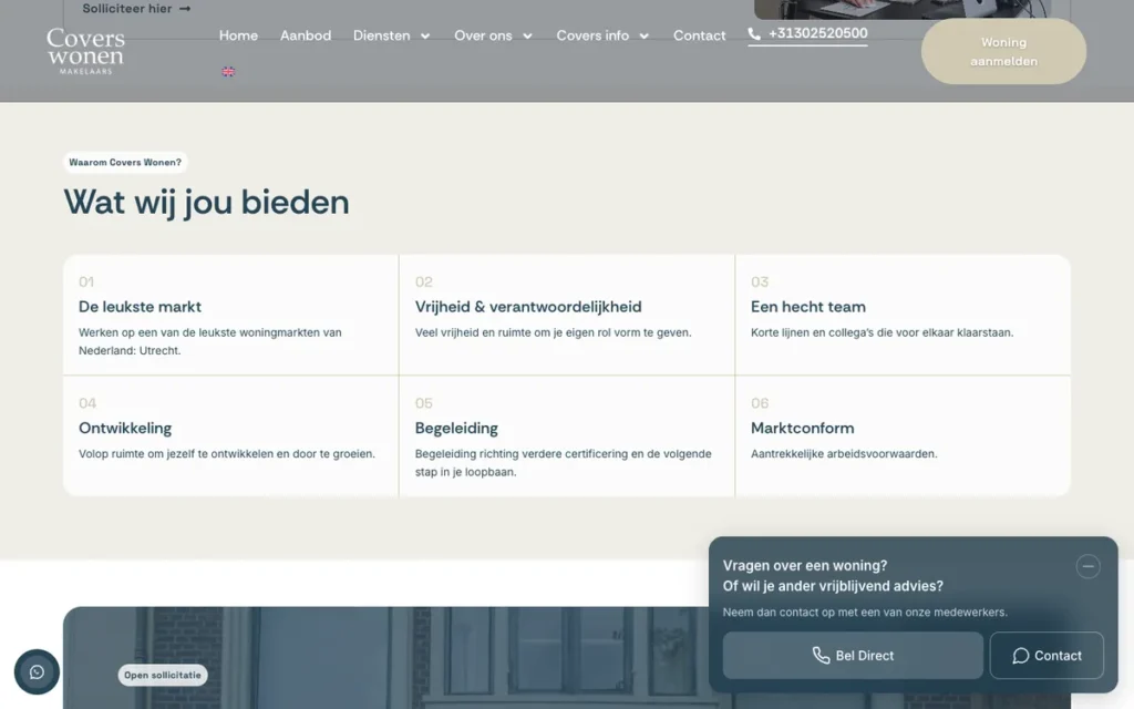 Werken bij-pagina van Covers Wonen