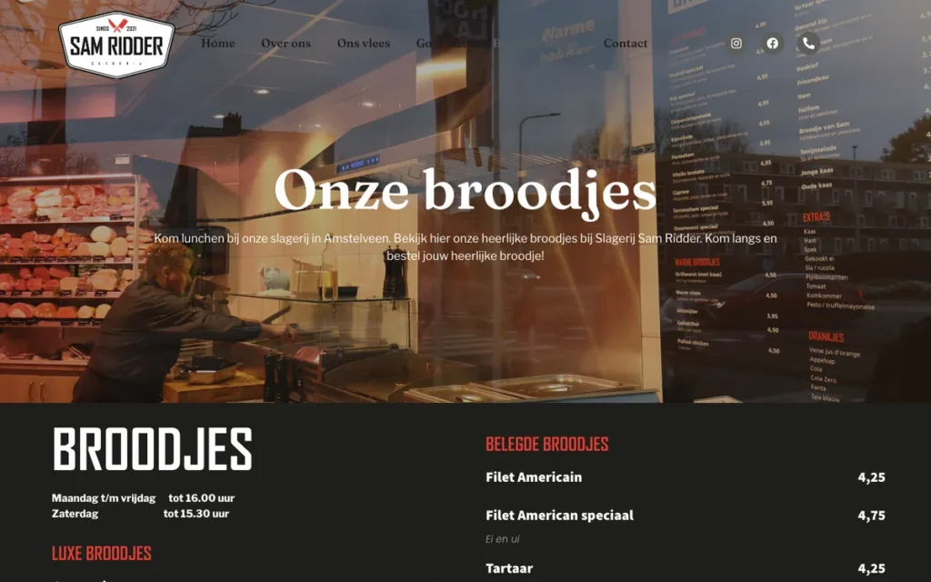 Broodjesmenu van Slagerij Sam Ridder