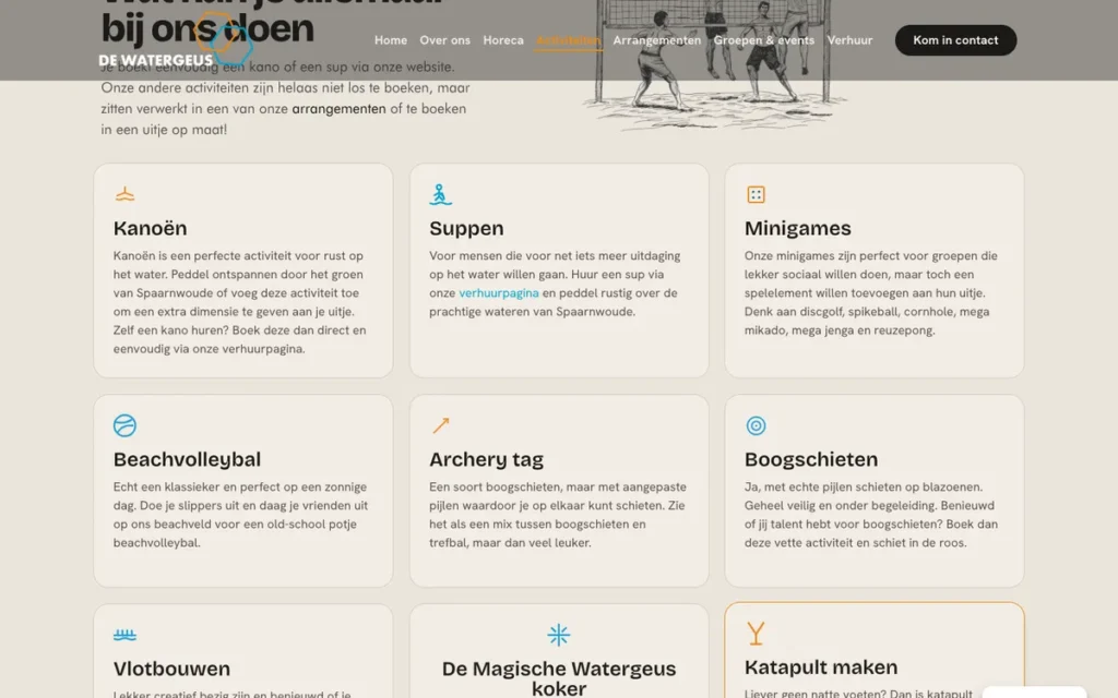 Activiteiten met eigen iconen op De Watergeus