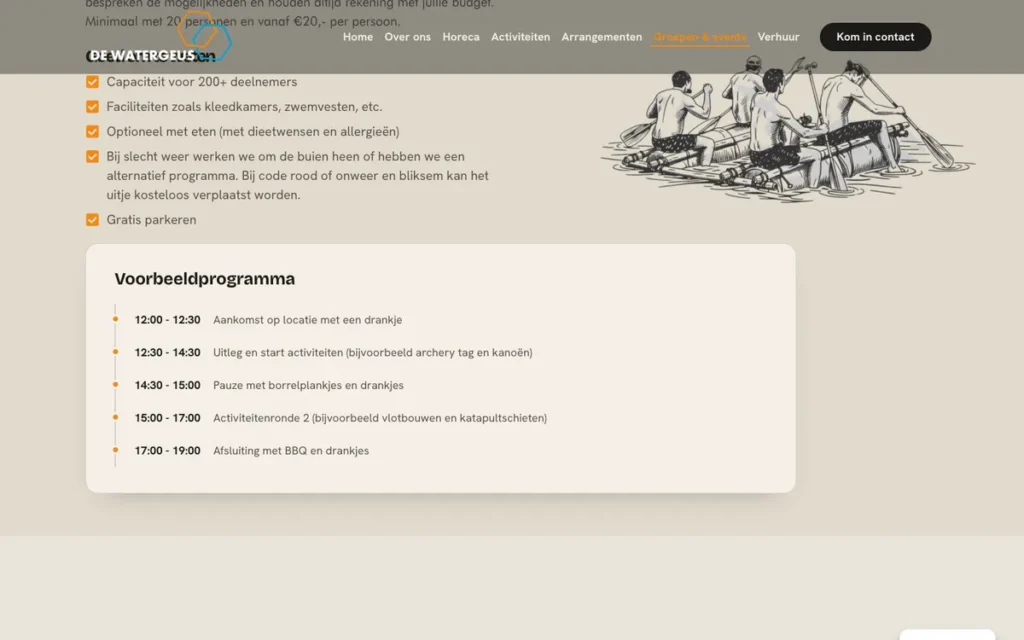 Groepsuitje met voorbeeldprogramma op De Watergeus