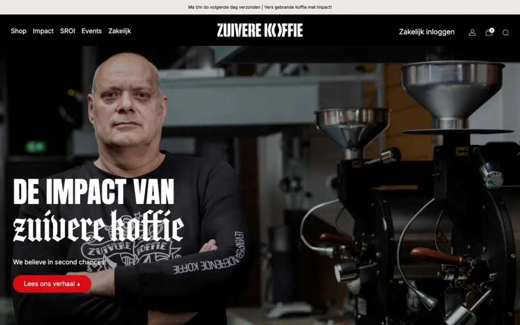 Impactpagina van Zuivere Koffie